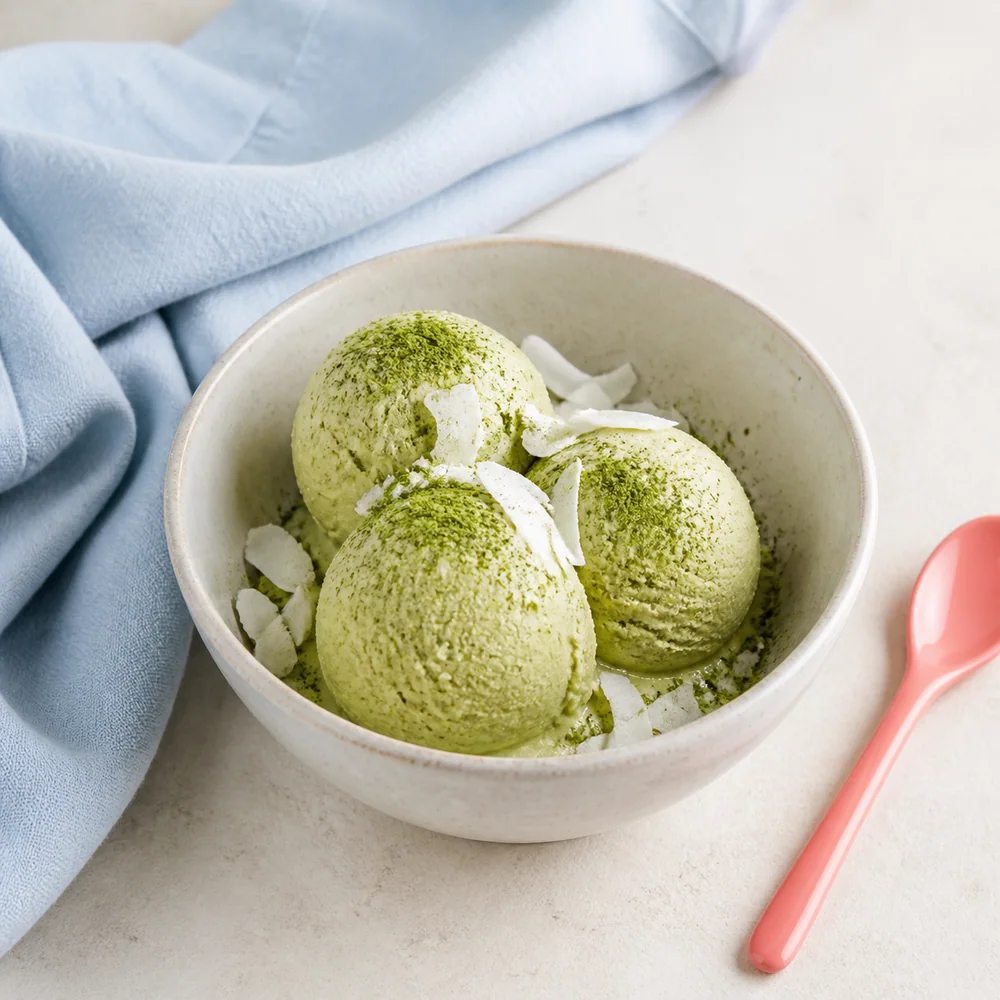Glace matcha coco vegan maison